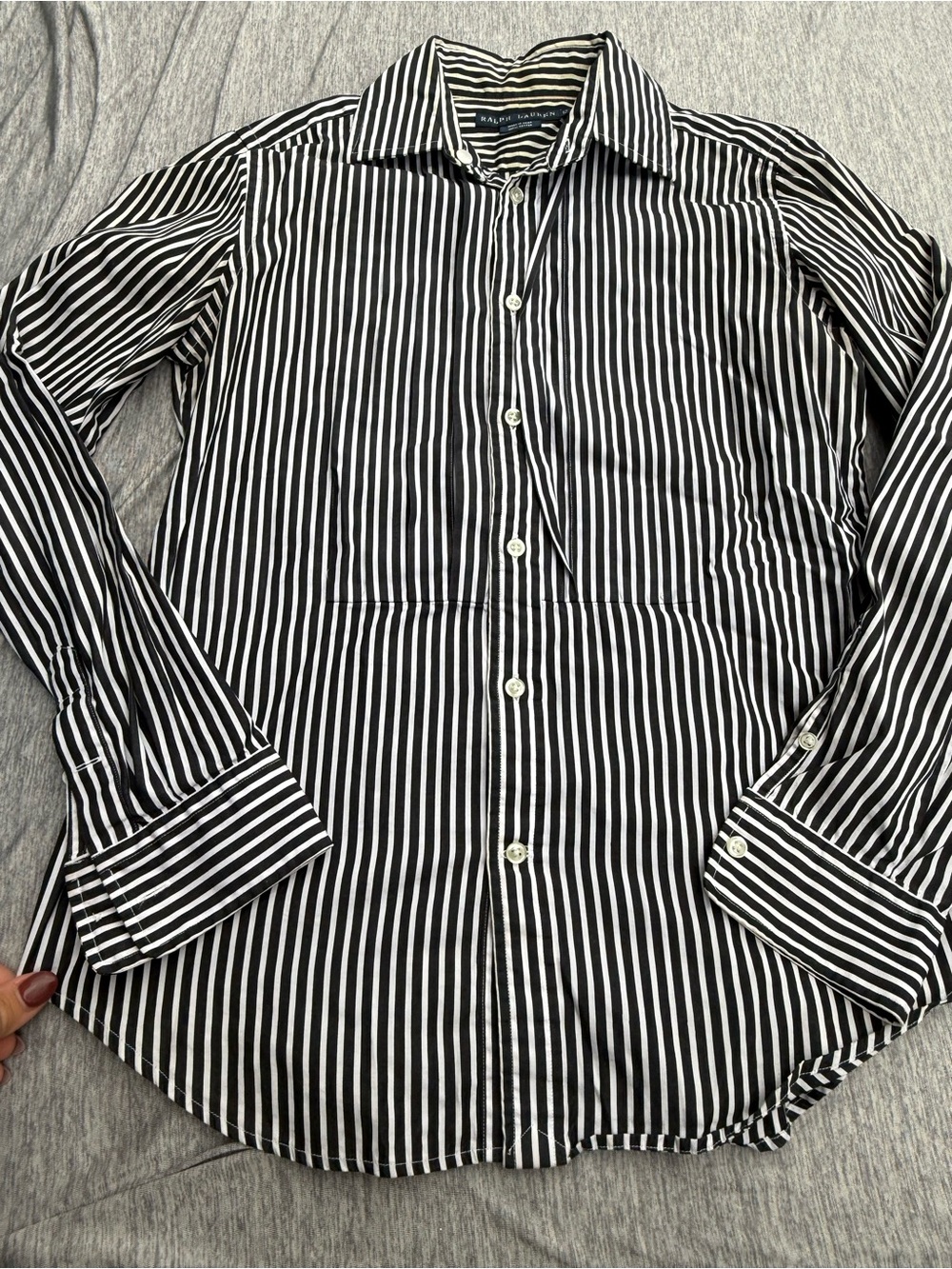 Black & White Striped woman’s Button-Up Shirt